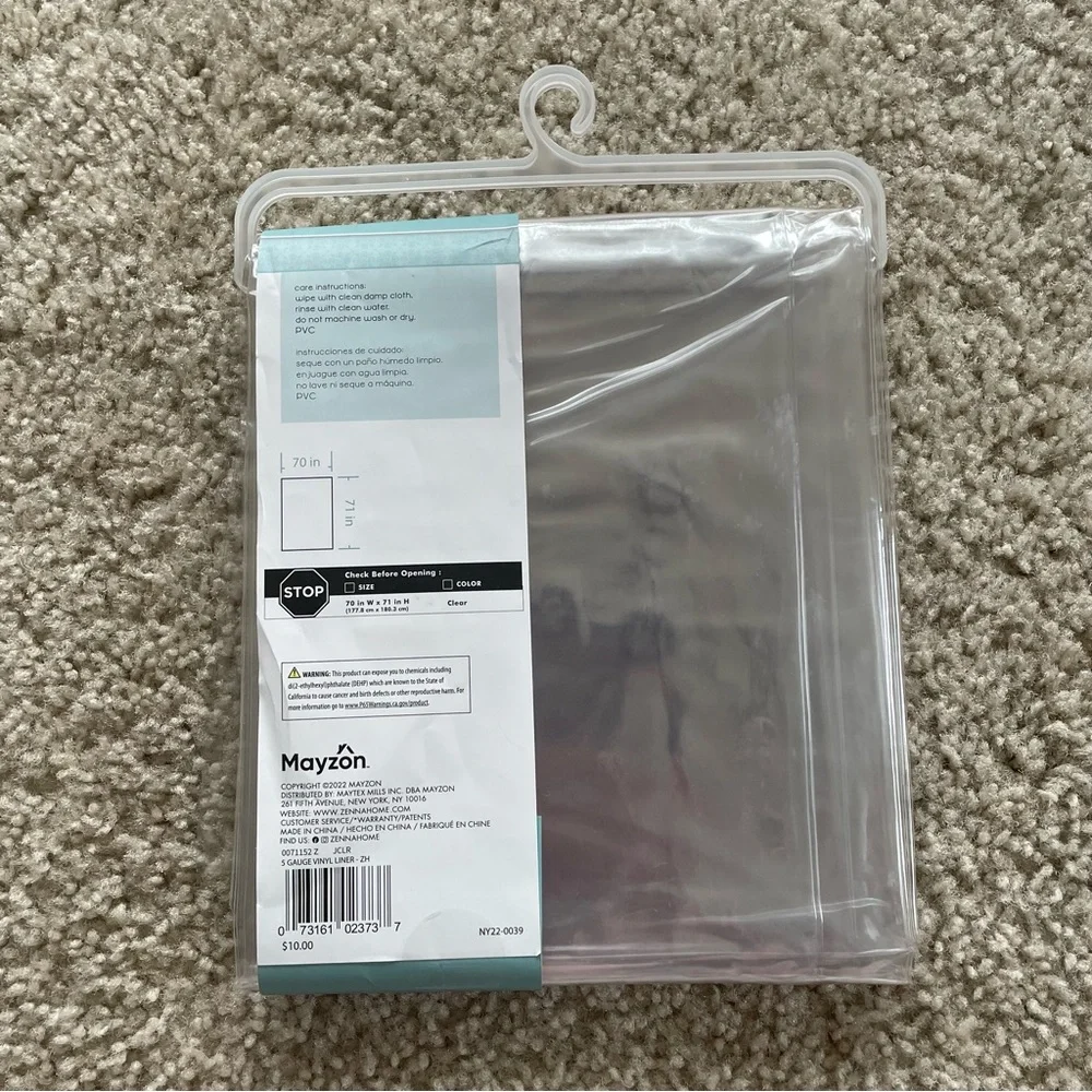 Zenna Home Vinyl Shower Liner - Clear